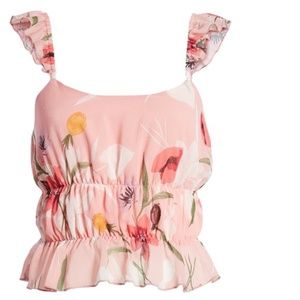 Plus Size Leith Floral Ruffle Crop Tank Top